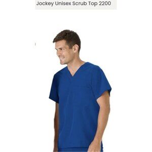 JOCKEY Unisex 2X Scrub Top & Bottom Set Wrinkle Resistant V-Neck Royal Blue